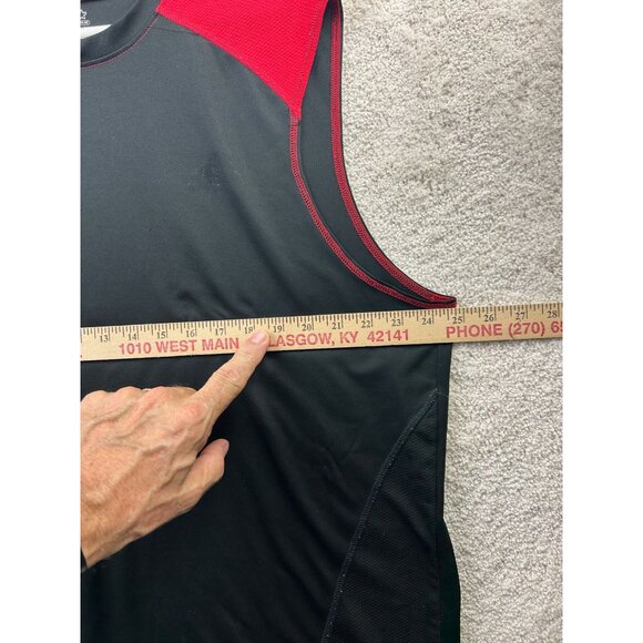 Mens Black & Red Sleeveless Athletic Shirt XL 46-48 100% Polyester Lightweight B - Picture 3 of 6